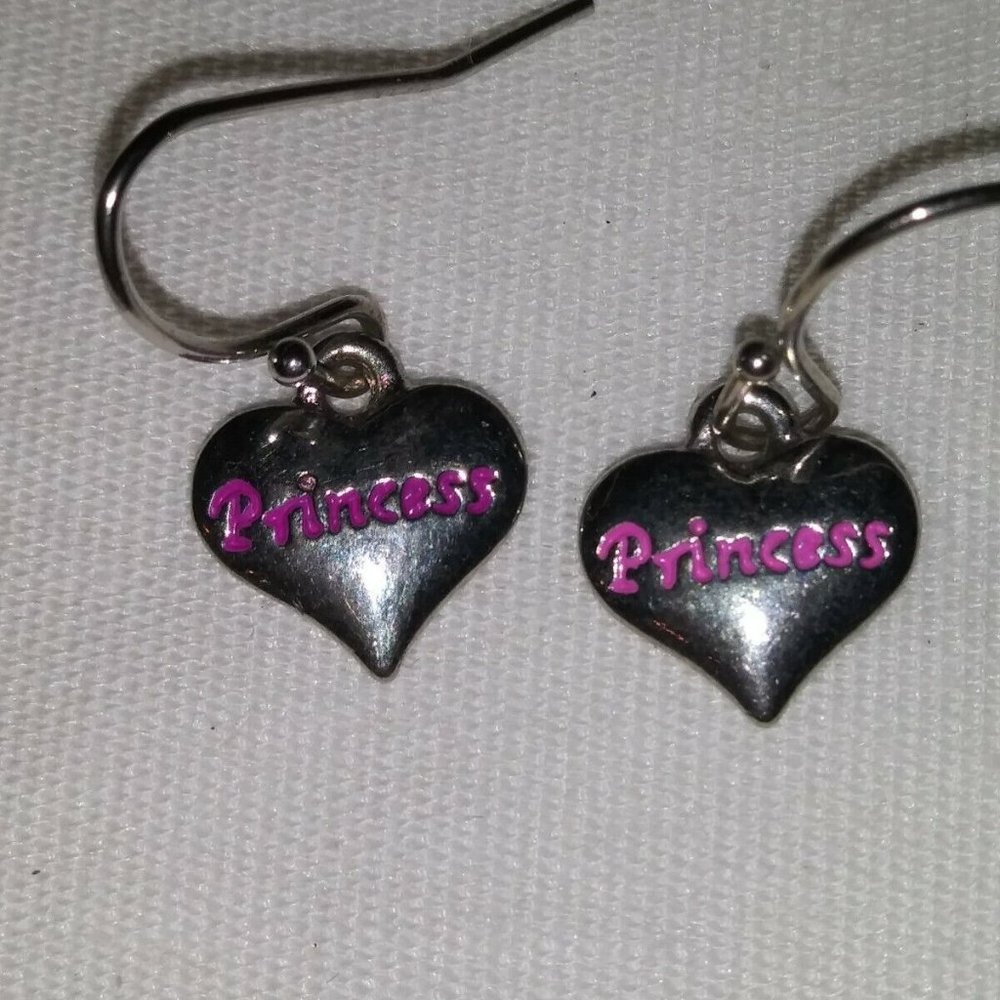 PINK LETTER "A" w/PRINCESS CHARM NECKLACE AND PRINCESS CHARM EARRINGS CA 00691 - Picture 12 of 12